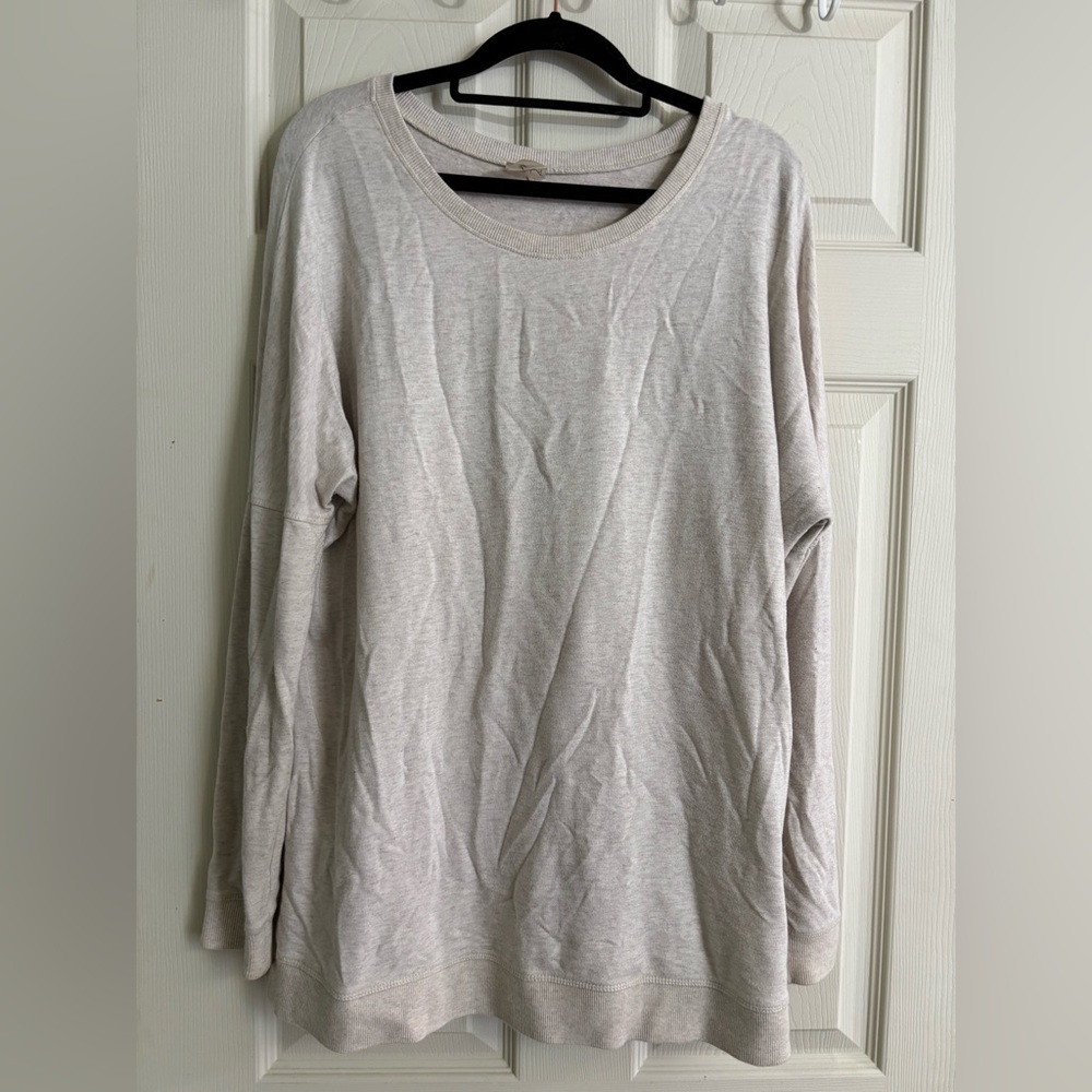 CALIA by Carrie Underwood Light Taupe Effortless Side Zip Crewneck Sweatshirt